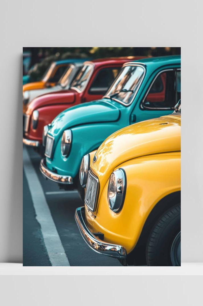 Auto's Kleurrijk op 3mm aluminium dibond