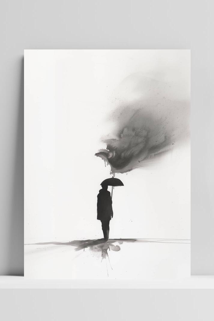 Paraplu Zwart Wit op 3mm aluminium dibond