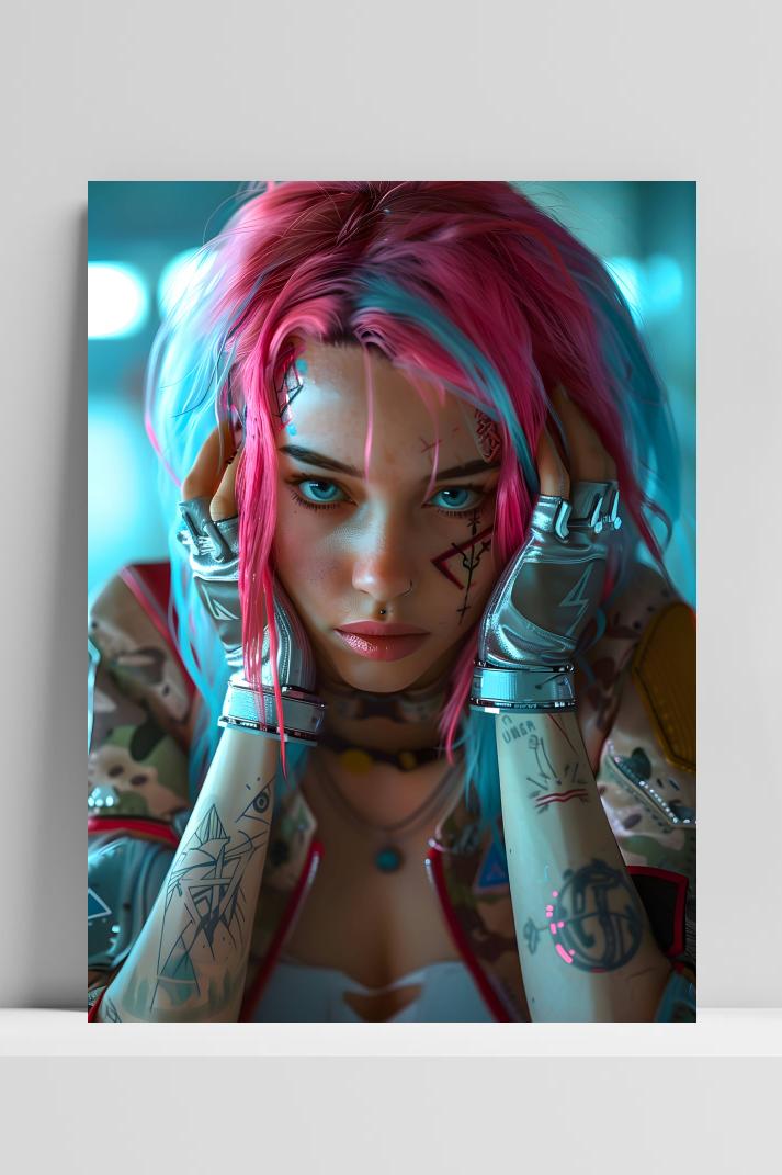 Cyberpunk op 3mm aluminium dibond