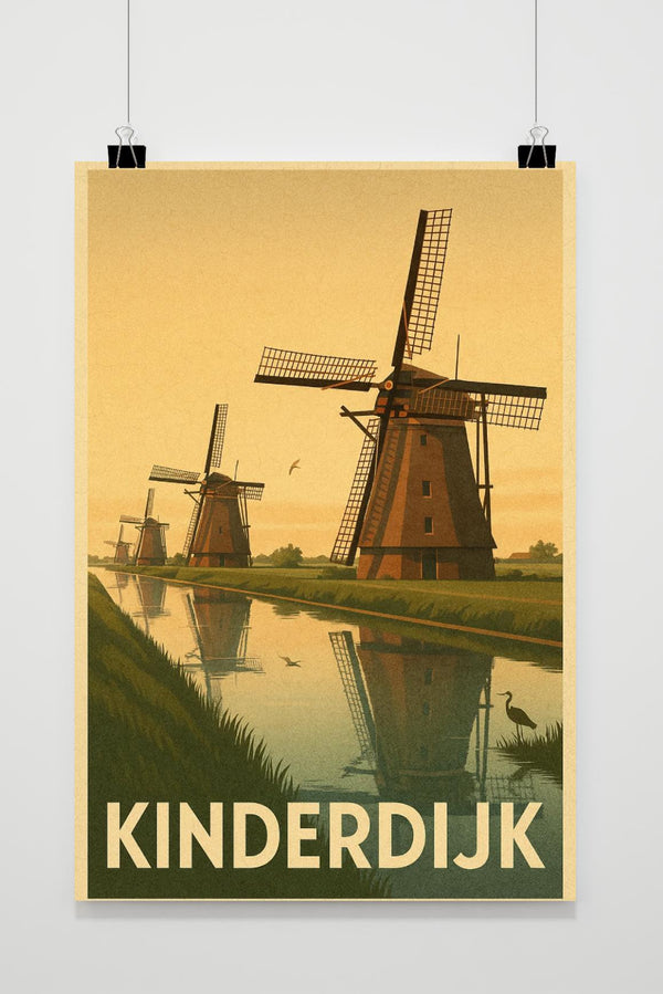 Kinderdijk Vintage Poster