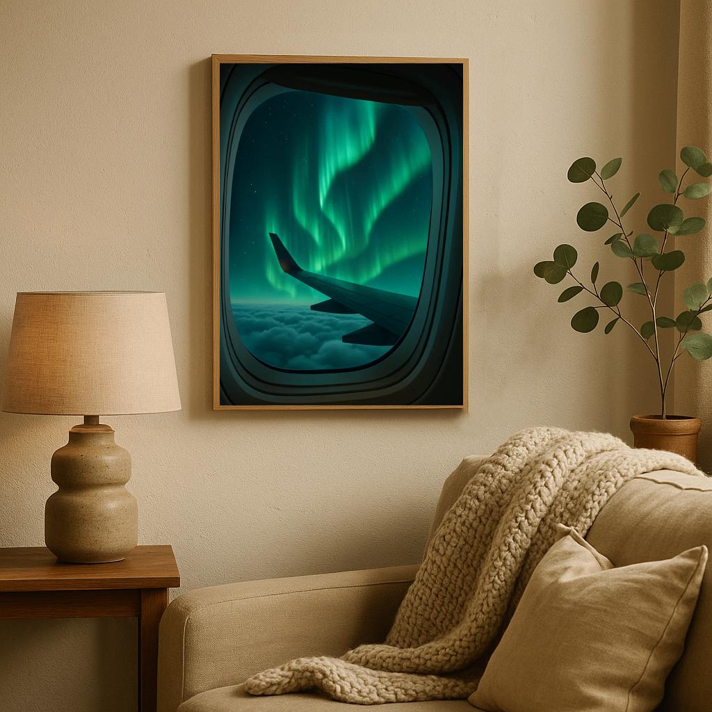Airplane Northern Lights poster sfeerbeeld 2