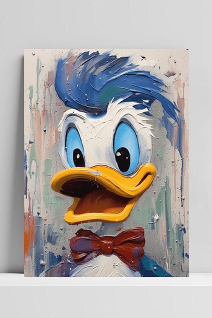Donald Duck Abstract op 3mm aluminium dibond