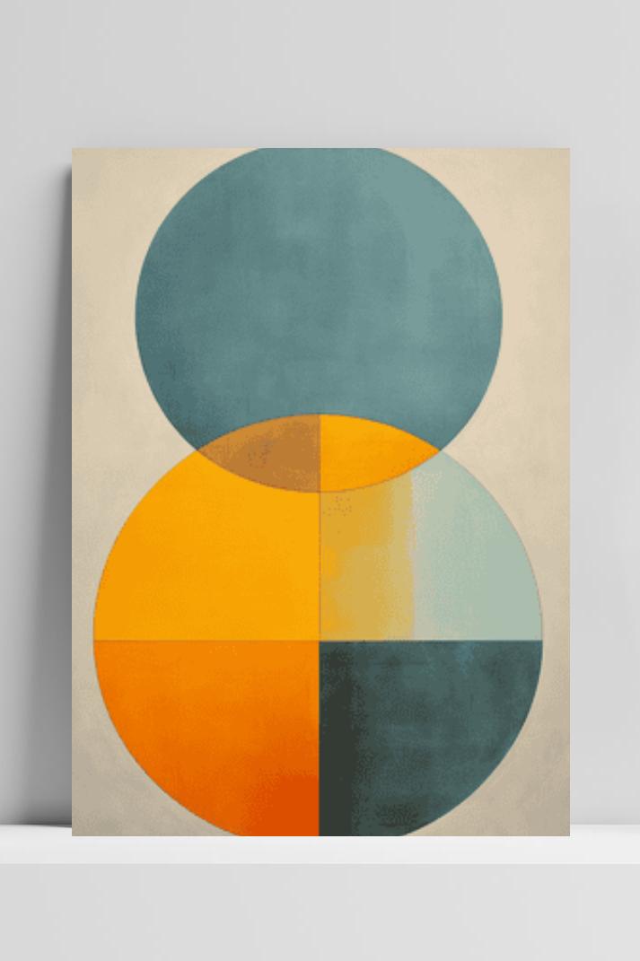 Cirkels Oranje Blauw op 3mm aluminium dibond