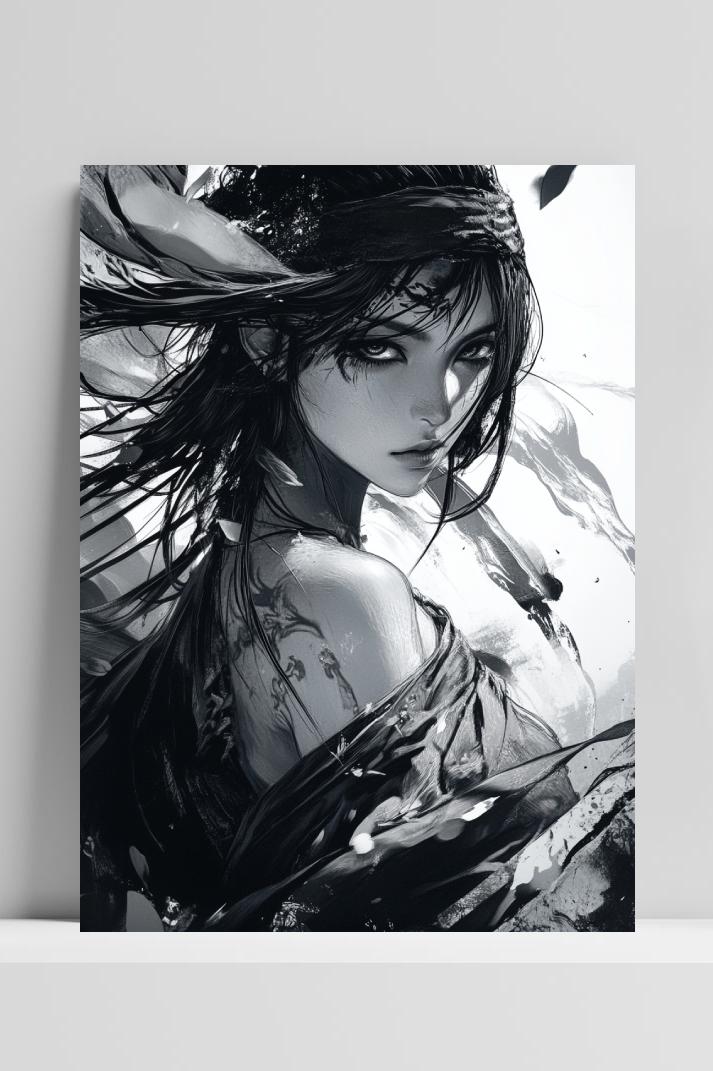 Woman Zwart-Wit Fantasy Expressive dans un intérieur