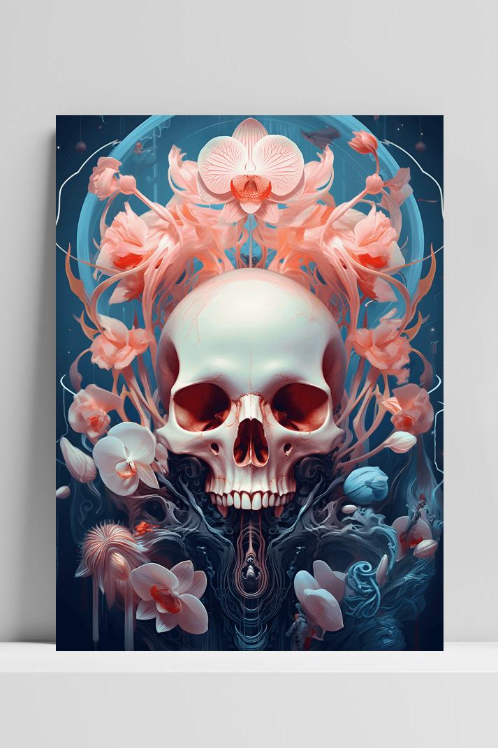 Roze Skelet op 3mm aluminium dibond