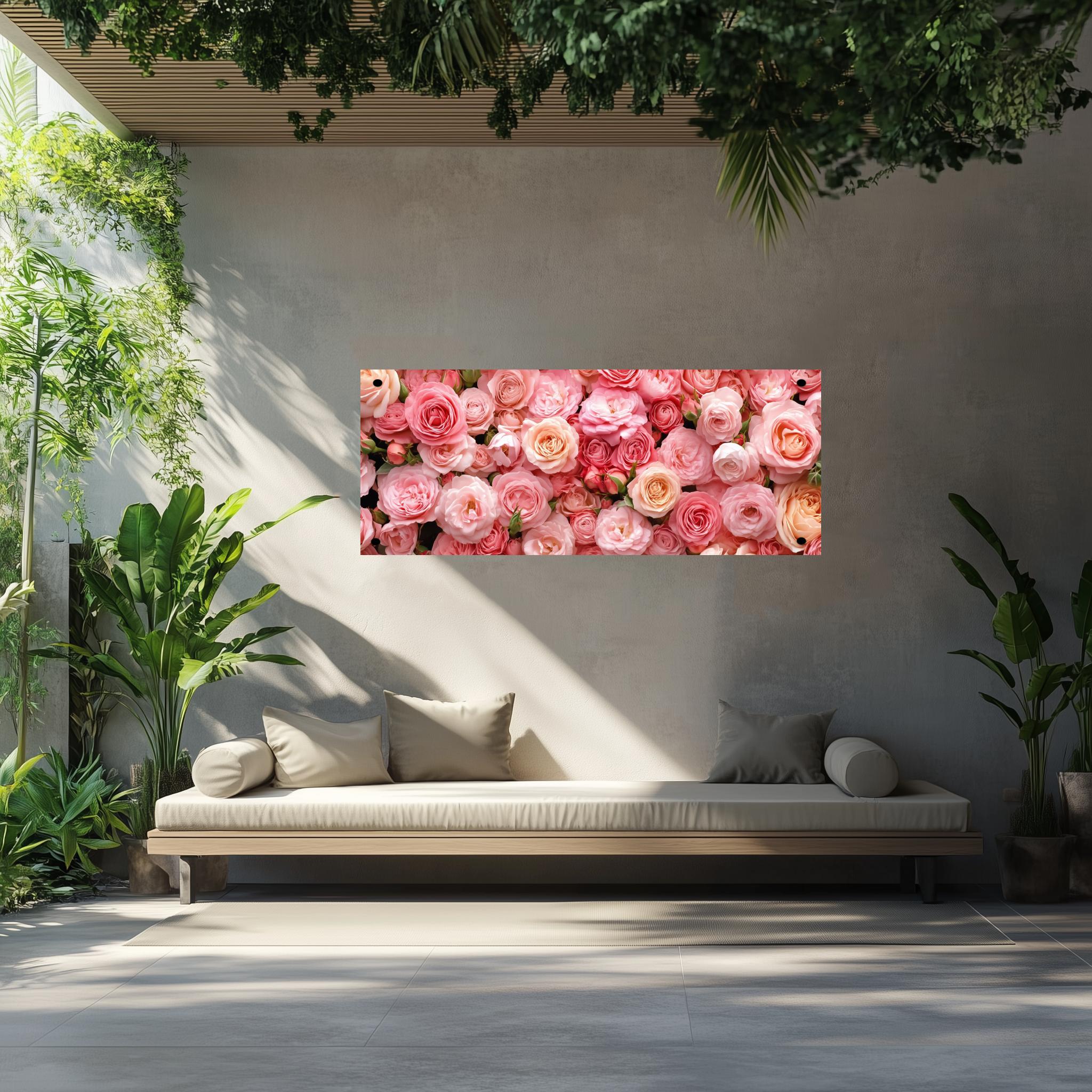 Tuinposter Roze Rozen sfeerbeeld 4