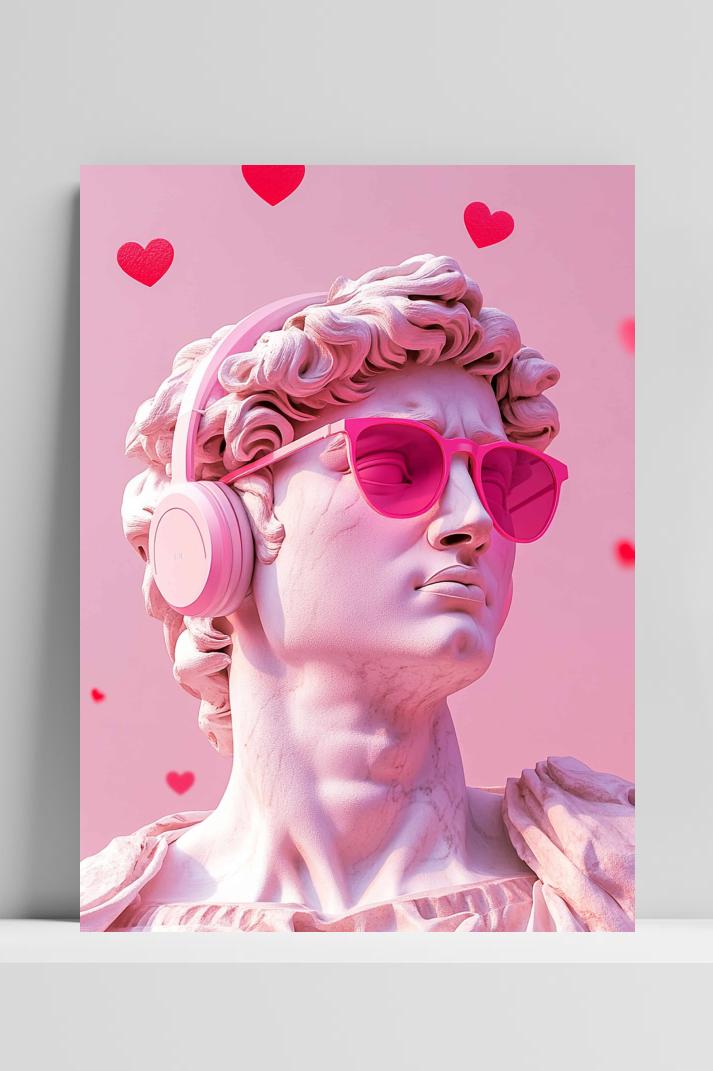 Roze Griekse God op 3mm aluminium dibond