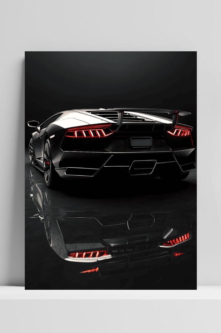 Auto Lambo Zwart op 3mm aluminium dibond