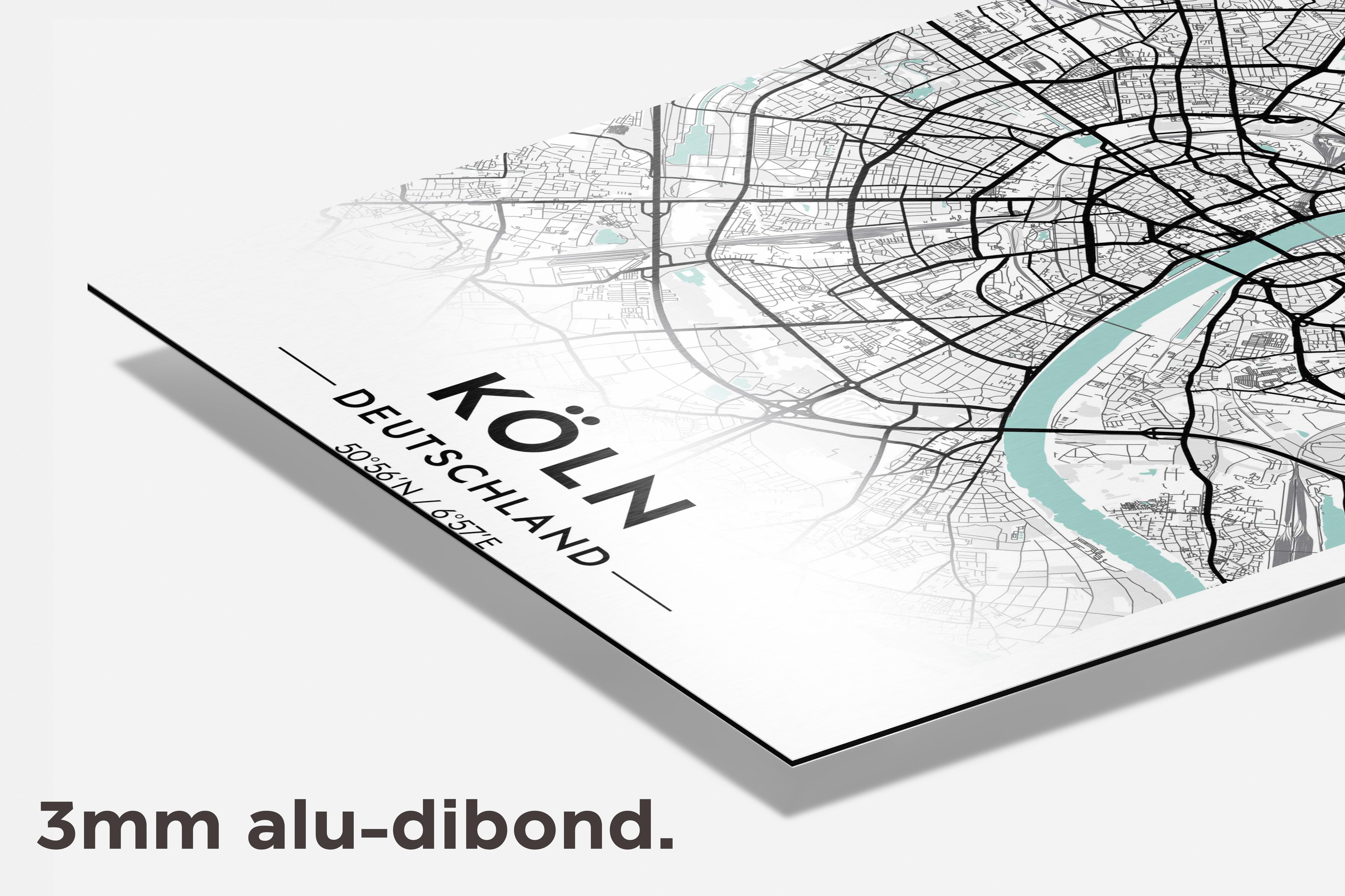 Keulen Kaart Duitsland dibond detail