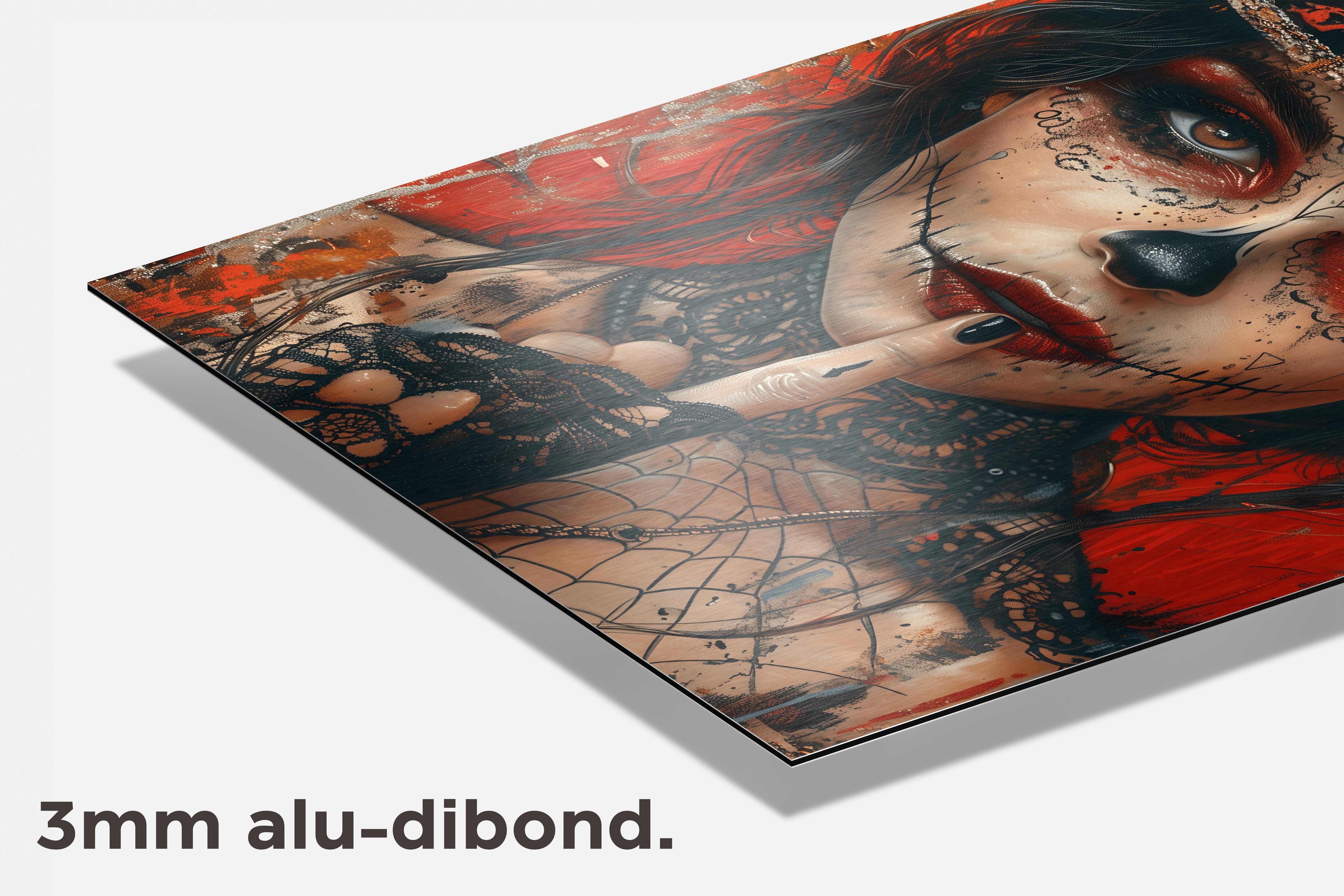Schedel Dame dibond detail