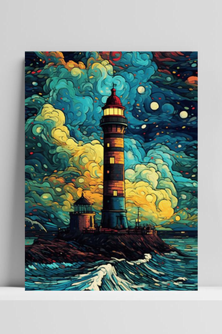 Vuurtoren Kleuren op 3mm aluminium dibond