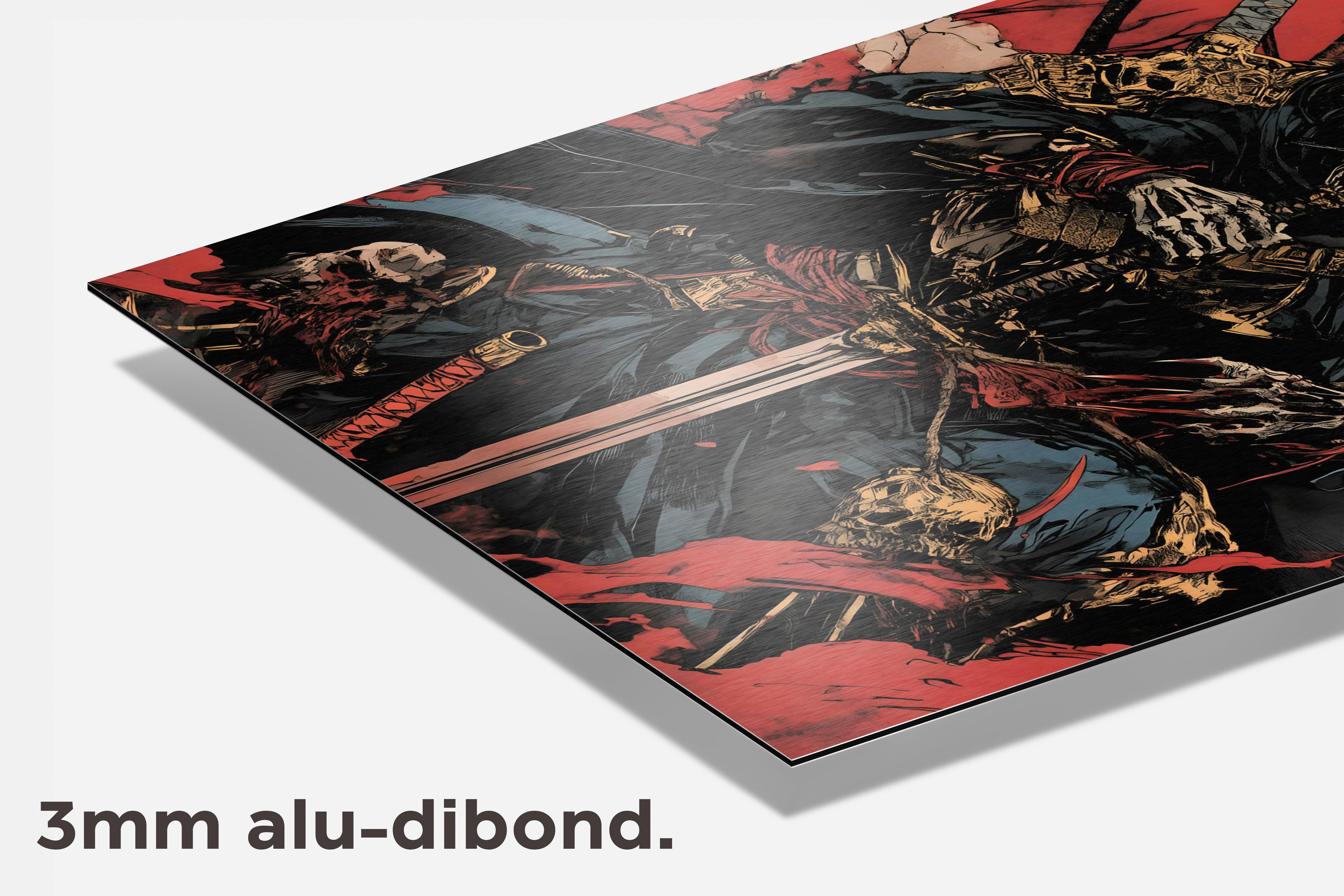 Schedel Samoerai dibond detail