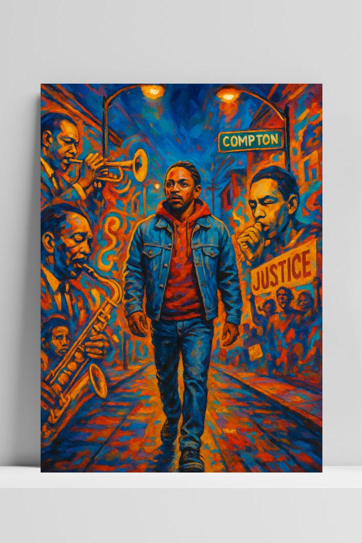 Kendrick Lamar Mural op 3mm aluminium dibond