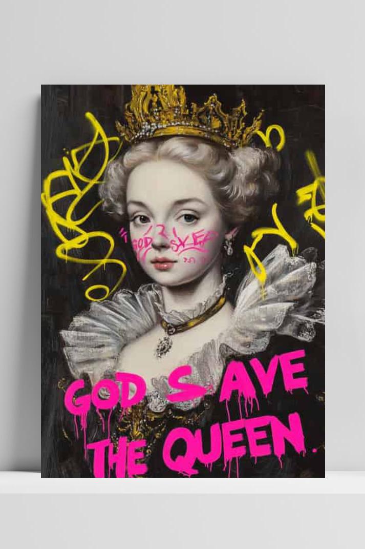God Save the Queen op 3mm aluminium dibond