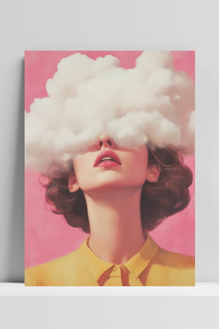 Meisje Wolken op 3mm aluminium dibond