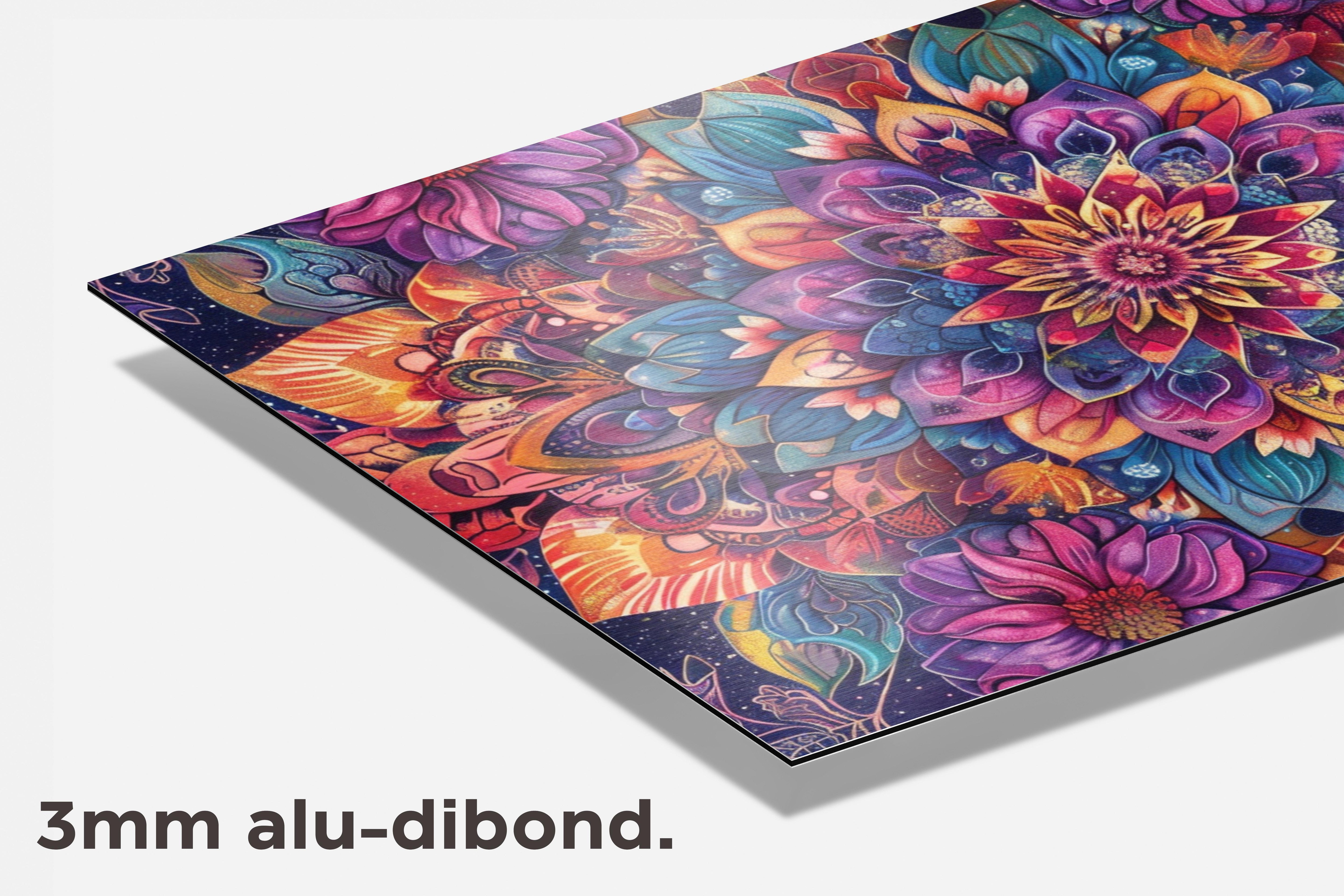 Bloem Mandala Kleurrijk dibond detail