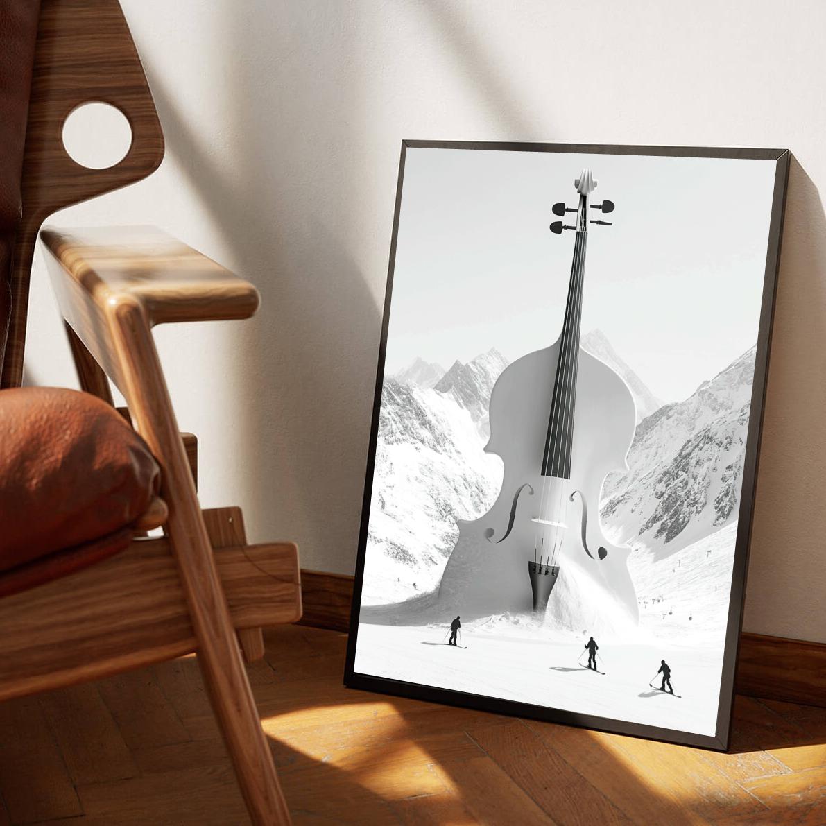 Cello Mountain B&W poster van 25 Artstreet