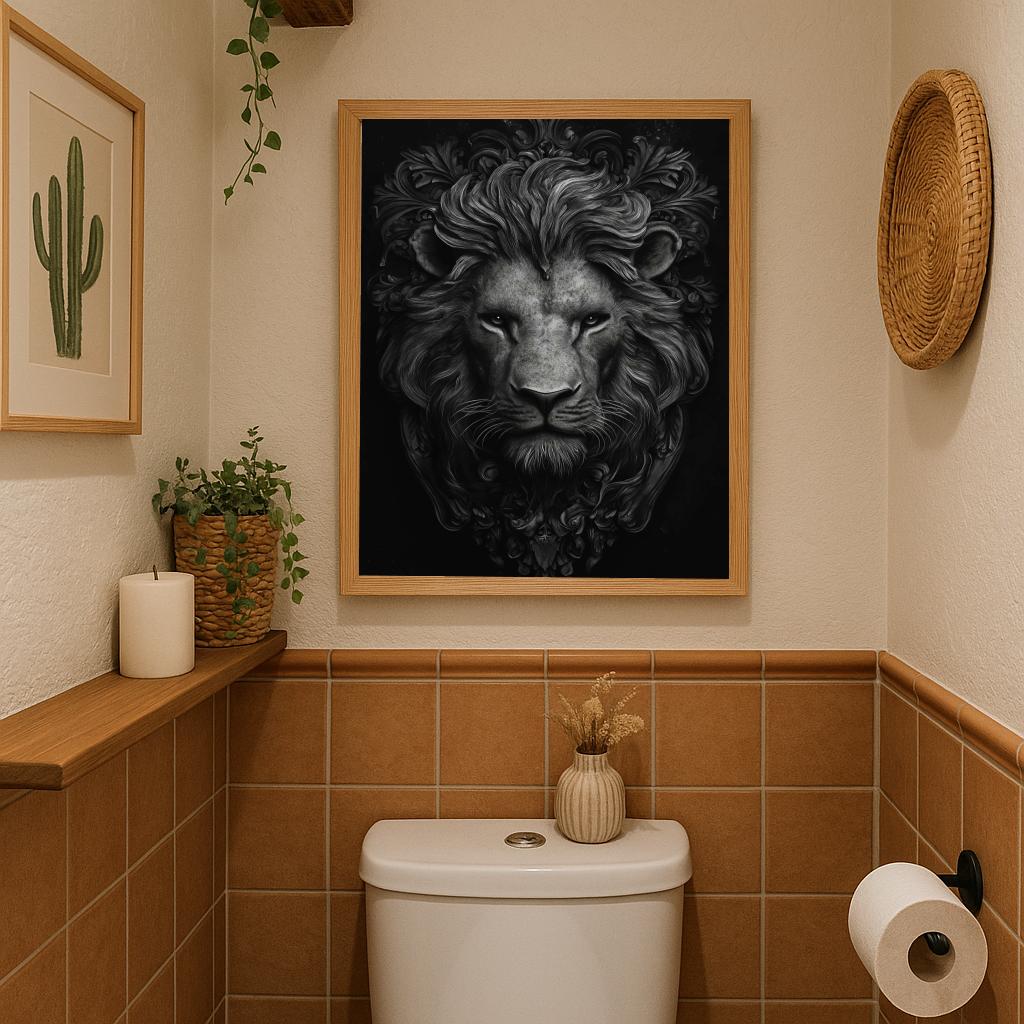 Lion Sculpture B&W poster sfeerbeeld 2