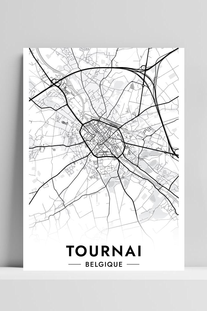 Tournai  Map op 3mm aluminium dibond