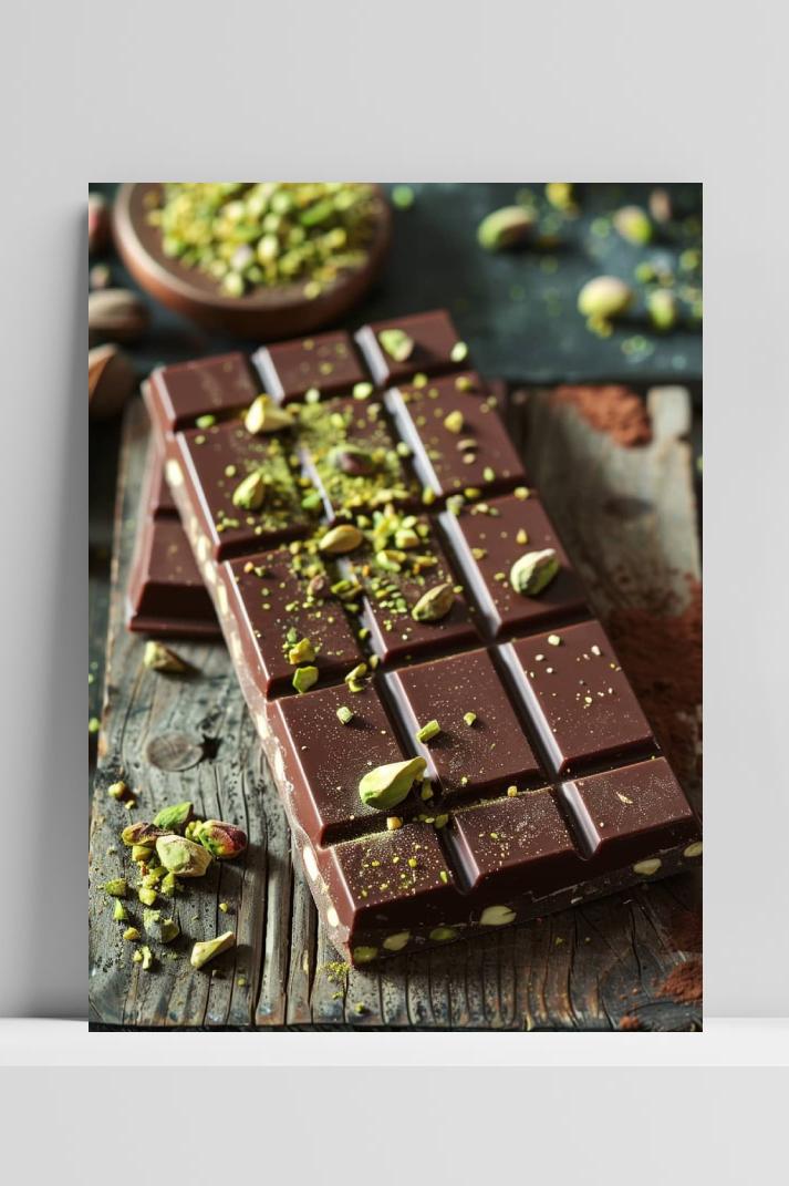 Pistache Dubai Chocolade op 3mm aluminium dibond