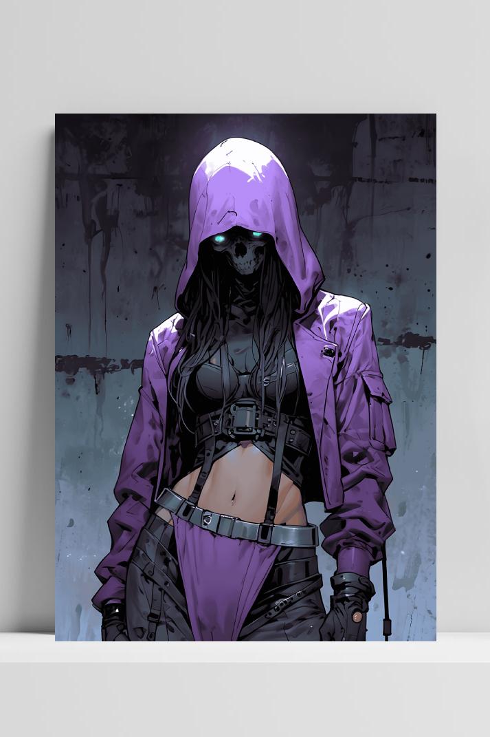 Punk Meisje Schedel op 3mm aluminium dibond