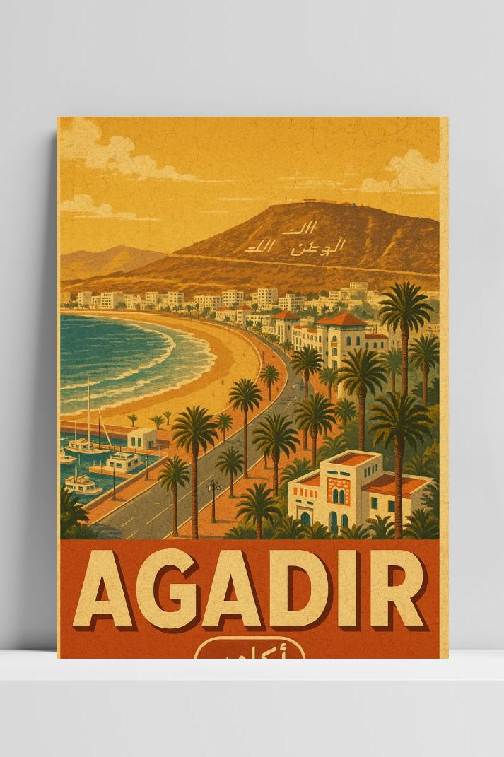 Agadir Morocco Vintage Text op 3mm aluminium dibond