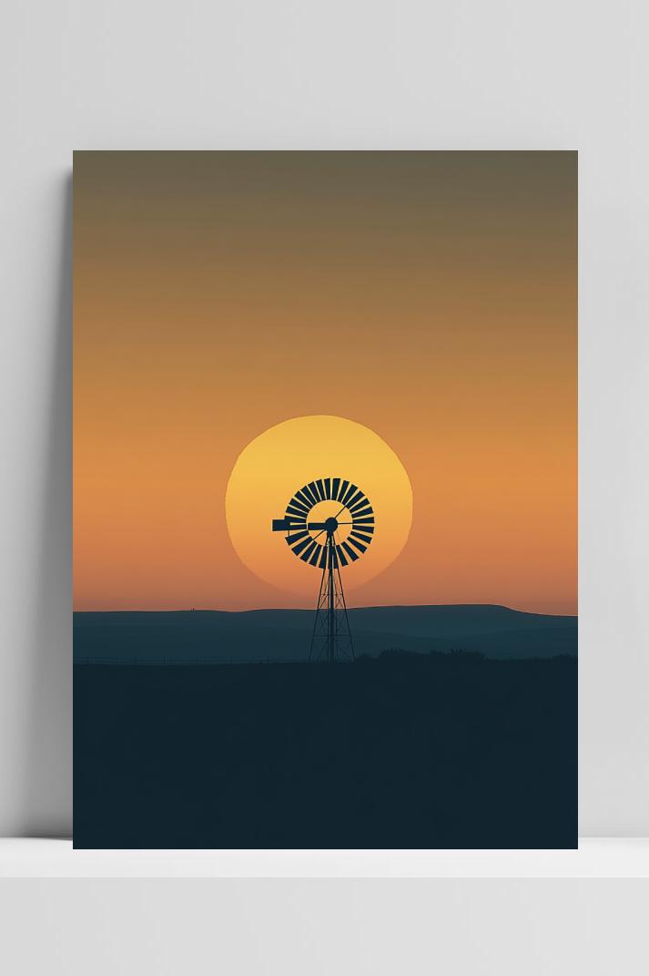 Windmill Sunset Minimalistic op 3mm aluminium dibond