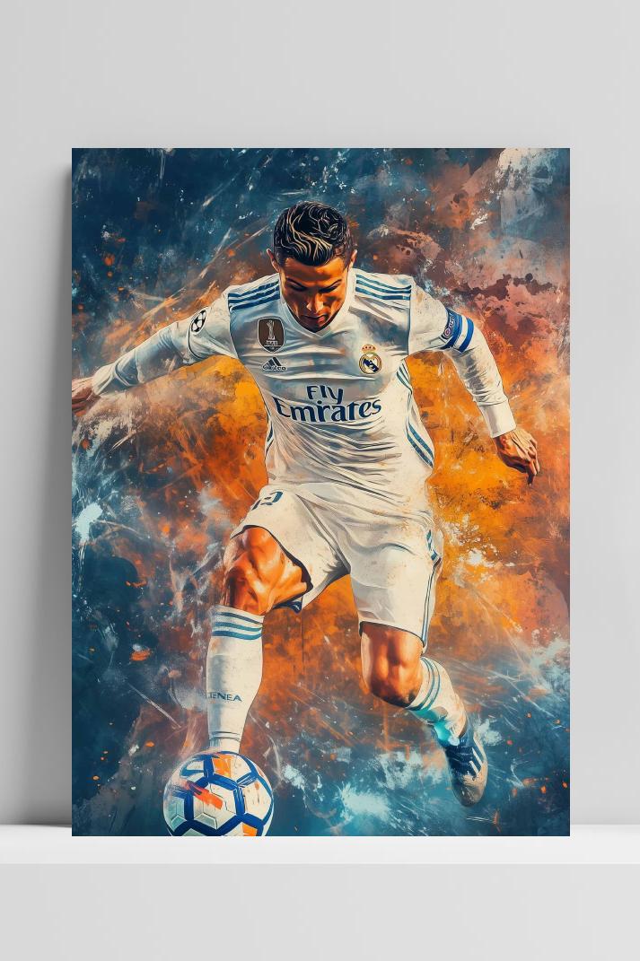 Cristiano Ronaldo Real Madrid op 3mm aluminium dibond