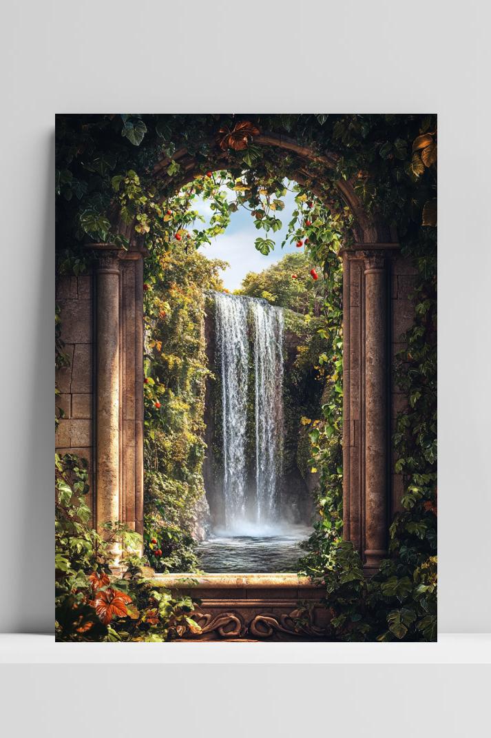 Baroque Waterfall op 3mm aluminium dibond