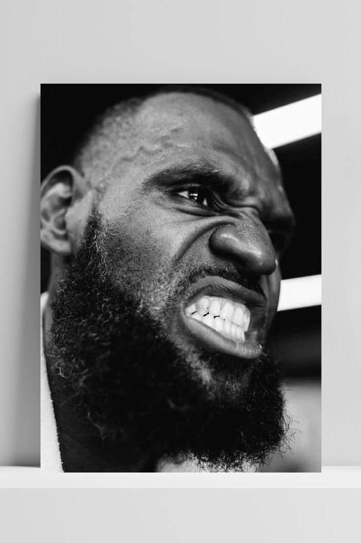 LeBron James B&W op 3mm aluminium dibond
