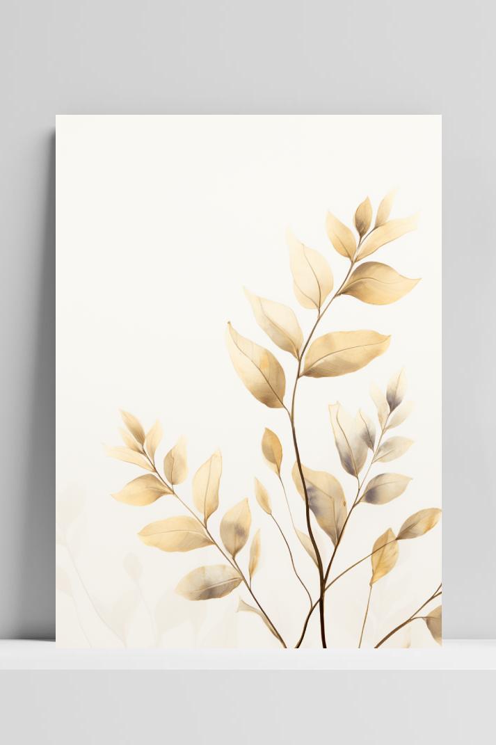 Gouden Blaadjes Abstract op 3mm aluminium dibond