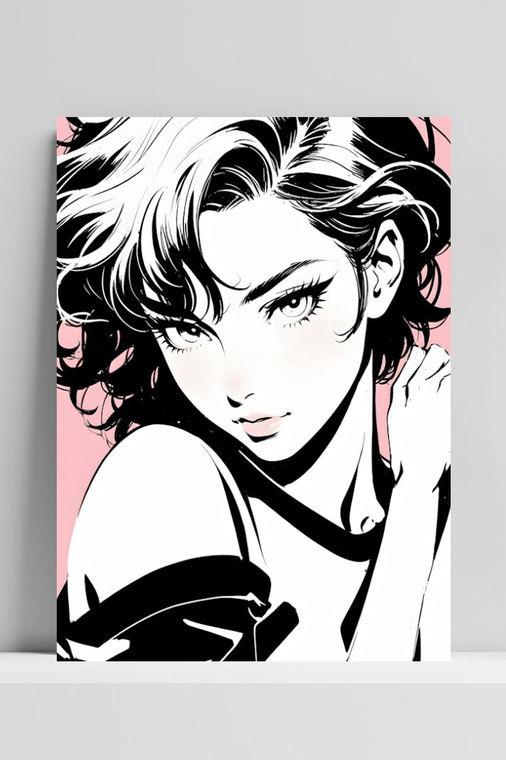 Pink Woman Pop Art op 3mm aluminium dibond