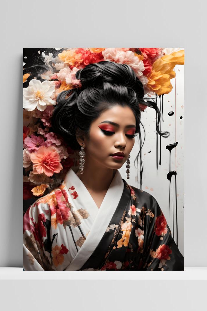 Geisha Oriental op 3mm aluminium dibond