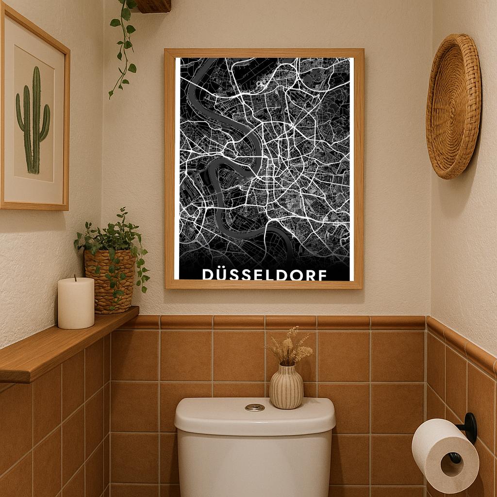 Düsseldorf Map Deutschland Black poster sfeerbeeld 3