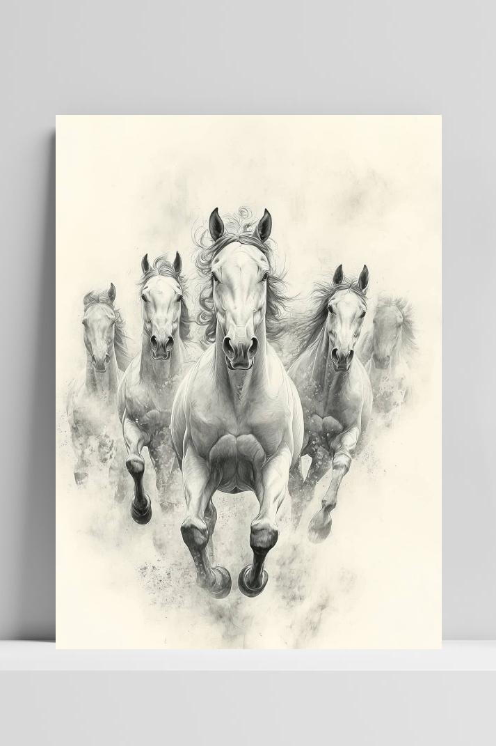 Rennende Paarden op 3mm aluminium dibond