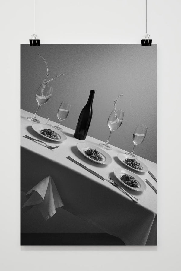 Fine Dining Zwart-Wit poster