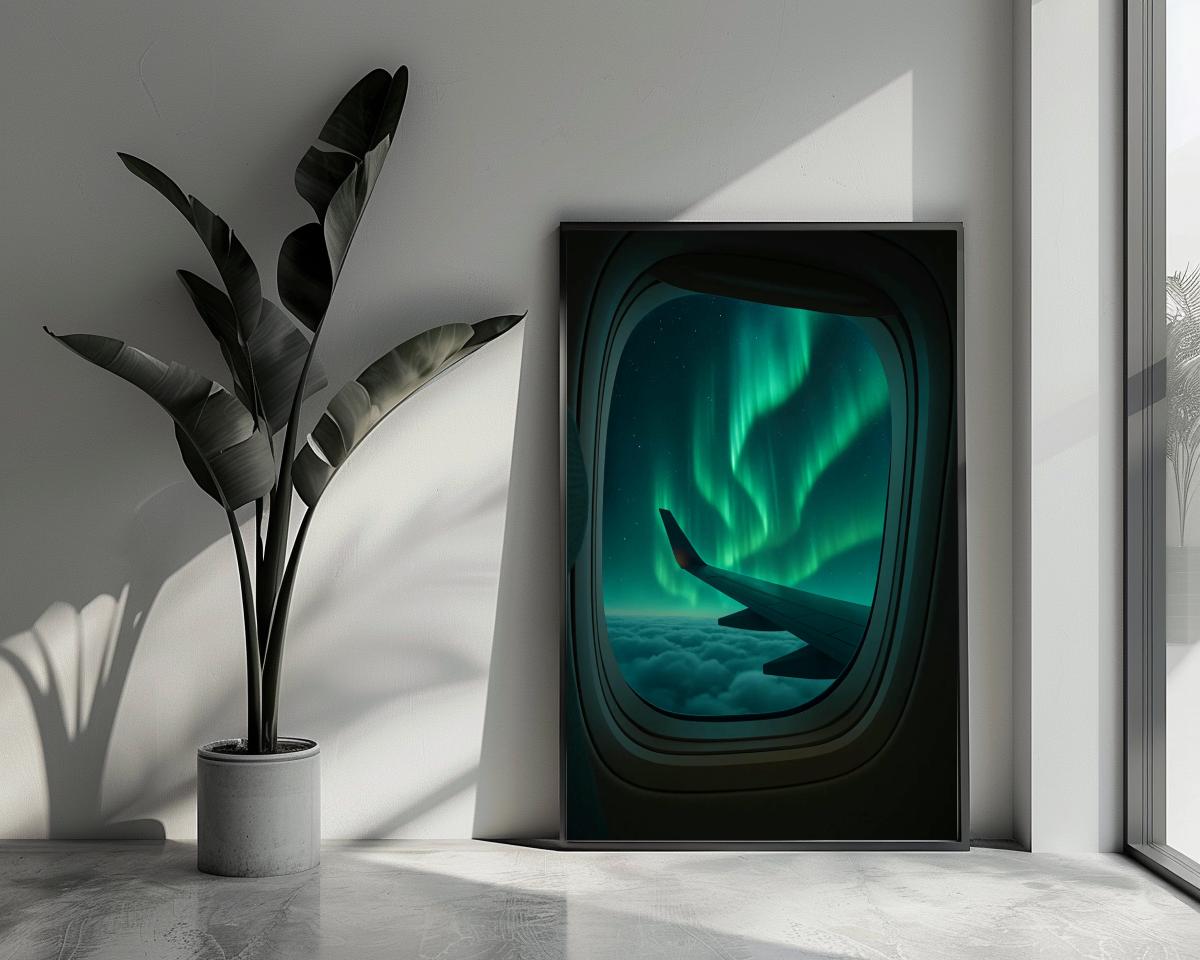 Airplane Northern Lights poster van 25 Artstreet