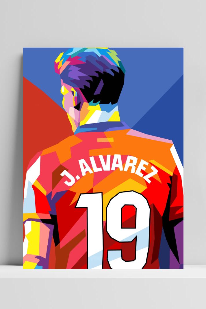 Julián Alvarez op 3mm aluminium dibond
