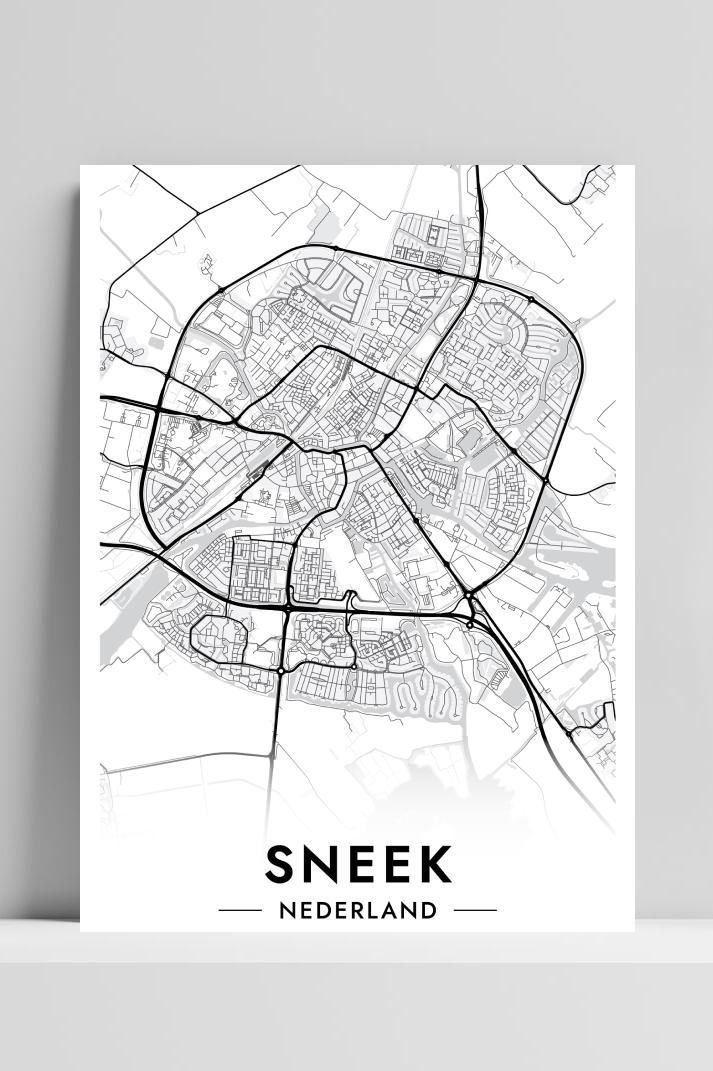 Sneek Map op 3mm aluminium dibond