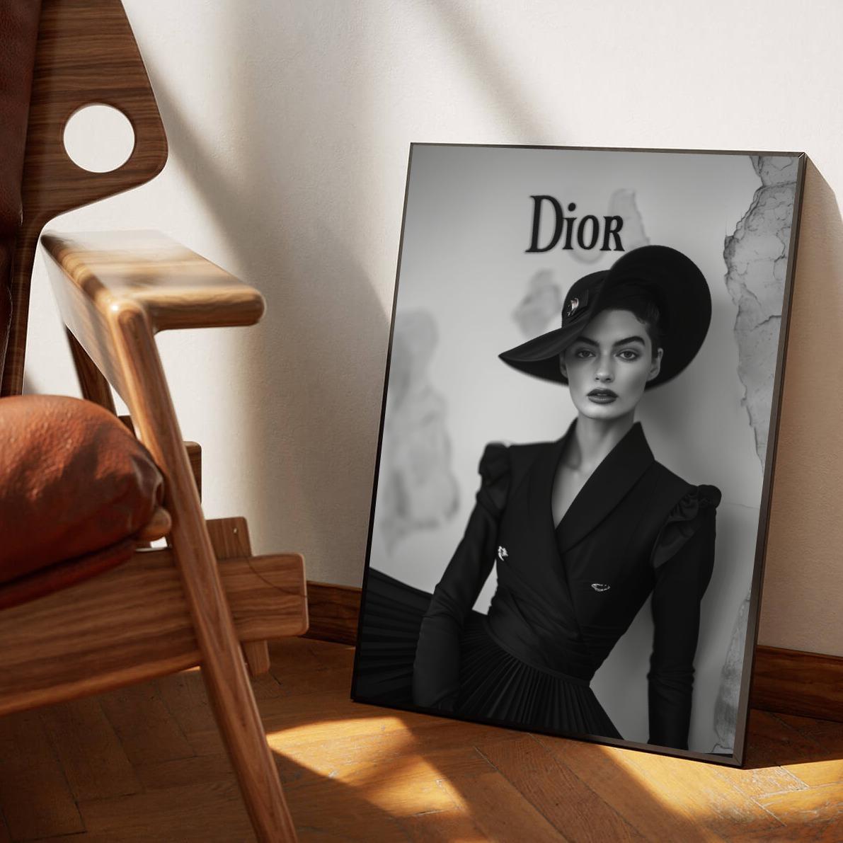 Dior Fashion Model B&W poster sfeerbeeld 1