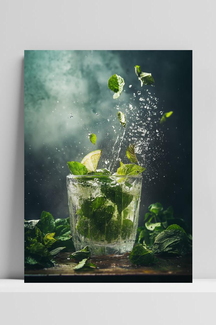 Mojito Cocktail op 3mm aluminium dibond