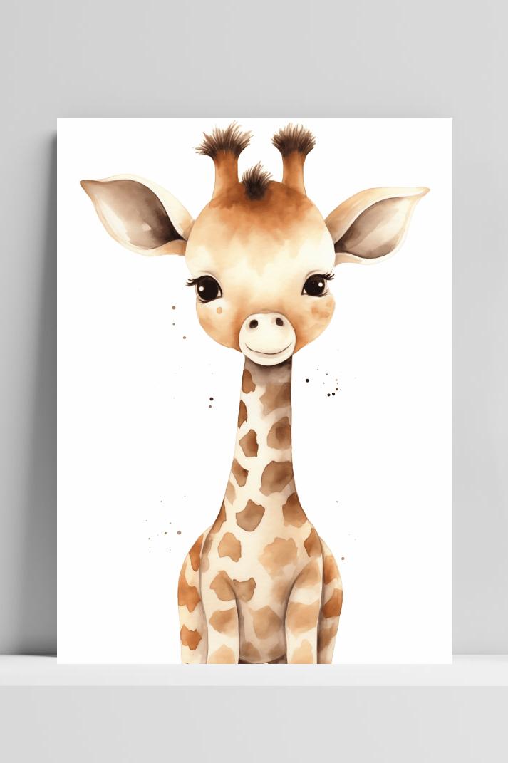Baby Giraffe op 3mm aluminium dibond