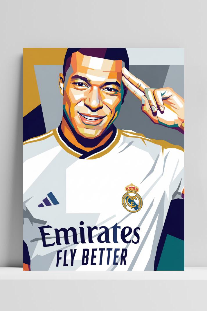 Kylian Mbappé Hand Sign op 3mm aluminium dibond