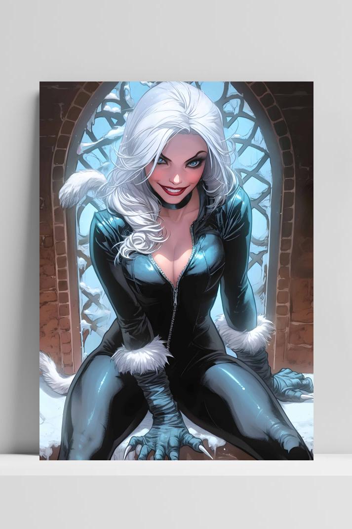 Black Cat Felicia op 3mm aluminium dibond