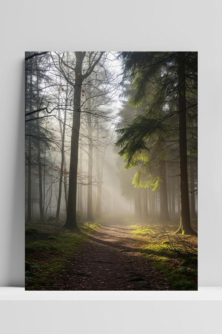 Forest Misty op 3mm aluminium dibond