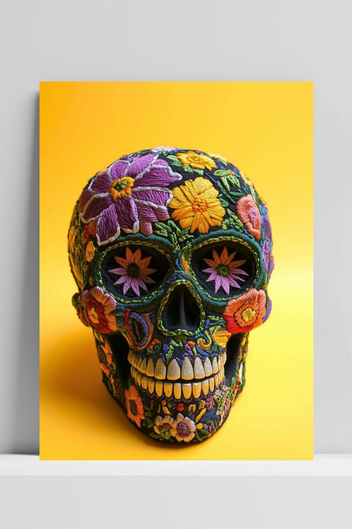 Skull Flower op 3mm aluminium dibond