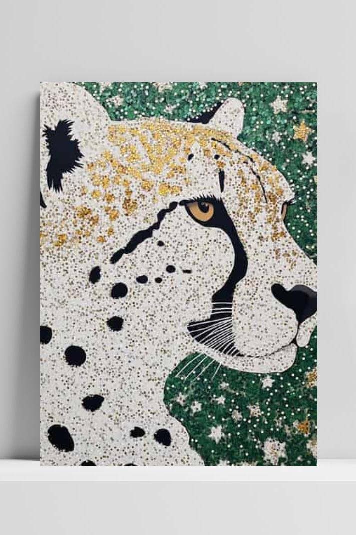 Witte Panter op 3mm aluminium dibond