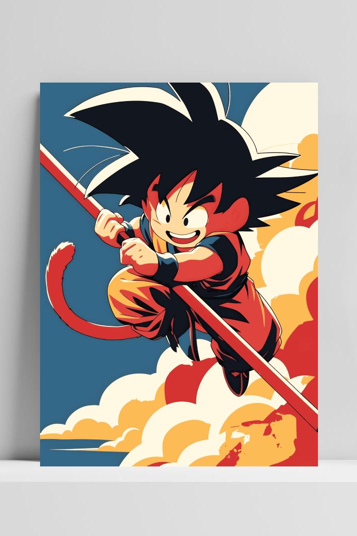 Dragonball Goku op 3mm aluminium dibond