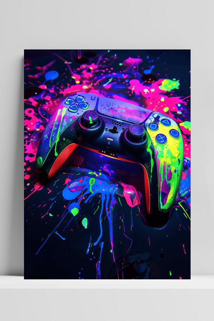 PS5 Neon op 3mm aluminium dibond