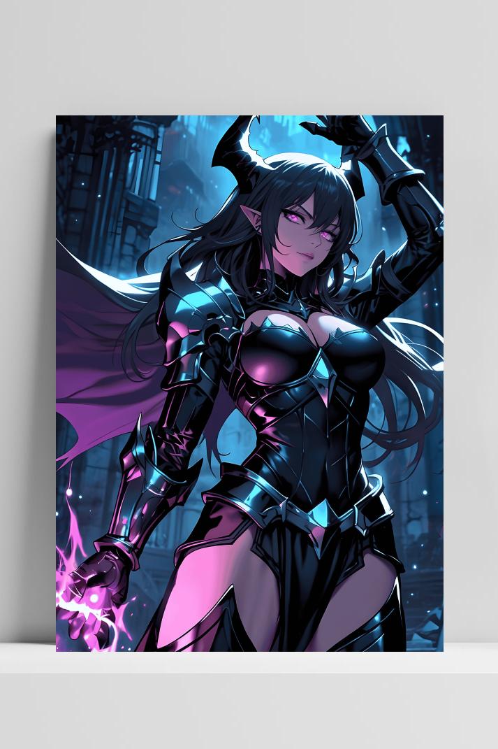 Demonmeisje Anime op 3mm aluminium dibond